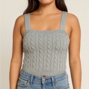 Hollister White Cable Knit Square Neck Crop Top | Cropped | Y2K | Large